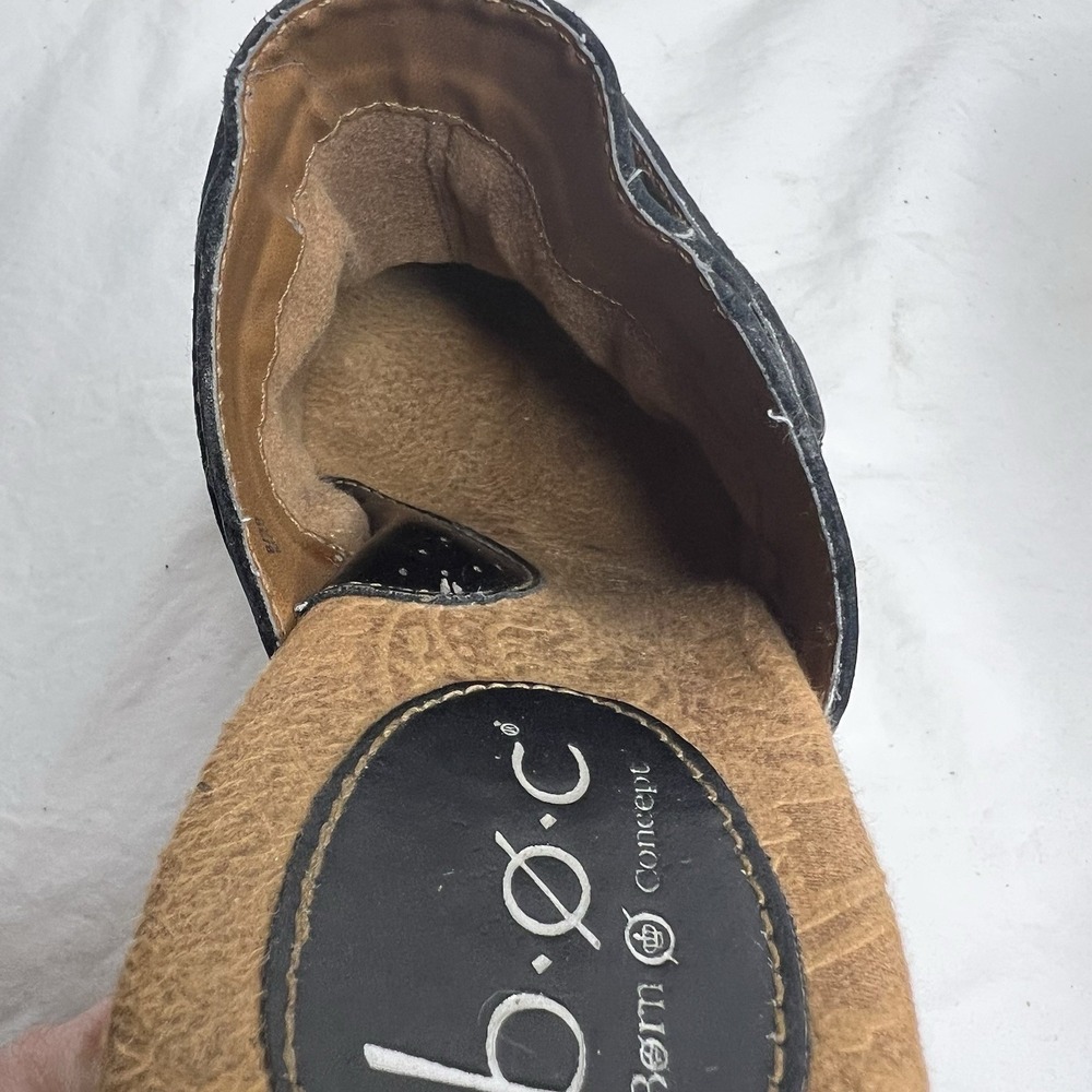 b.o.c Born Concept Black Leather Cut-Out Block Heel Mules Comfort Sz 8/39 - Picture 12 of 15